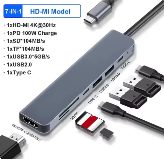 Type-C Multi-Function 7-in-1 Hub