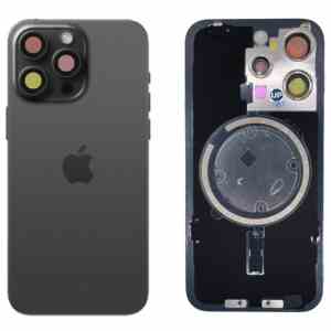 Rückseite Glas fur iPhone 15 PRO MAX  Backcover Akkudeckel Schwarz mit LOGO