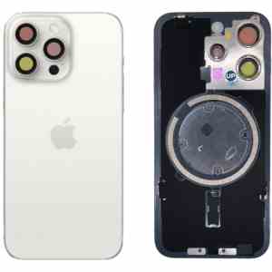 Rückseite Glas fur iPhone 15 Pro Max  Backcover Akkudeckel Weiß mit LOGO
