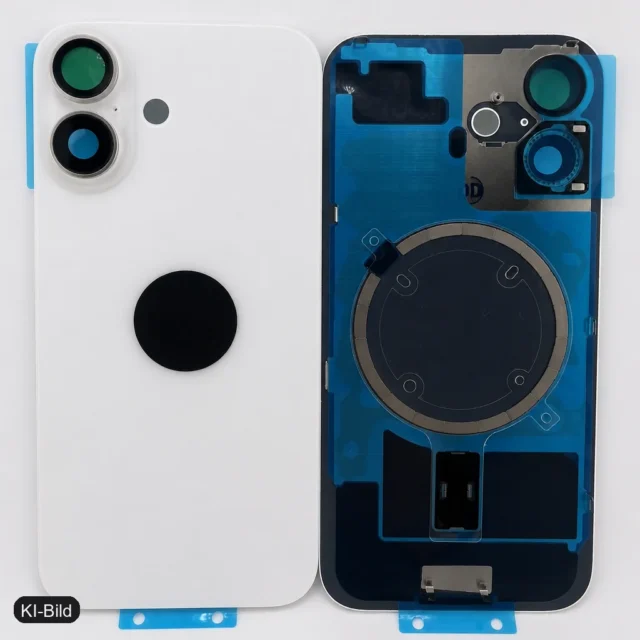 KI-Bild: Rückseite Glas fur iPhone 16 Backcover Akkudeckel Waiß mit LOGO