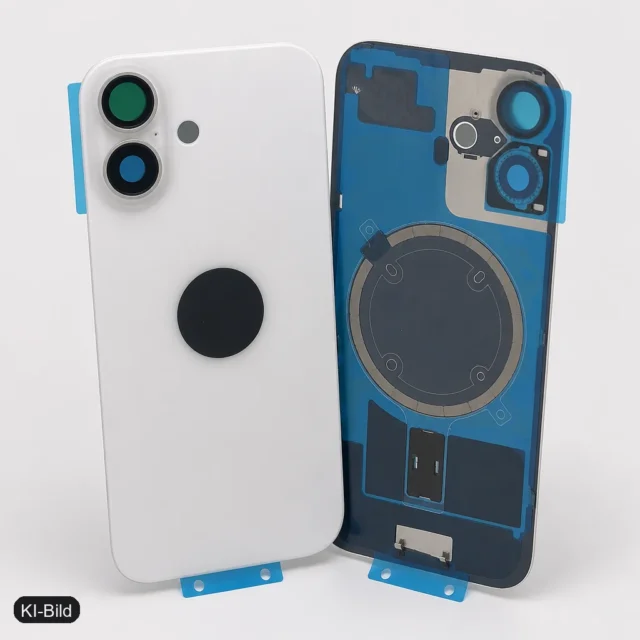 KI-Bild: Rückseite Glas fur iPhone 16 Backcover Akkudeckel Waiß mit LOGO