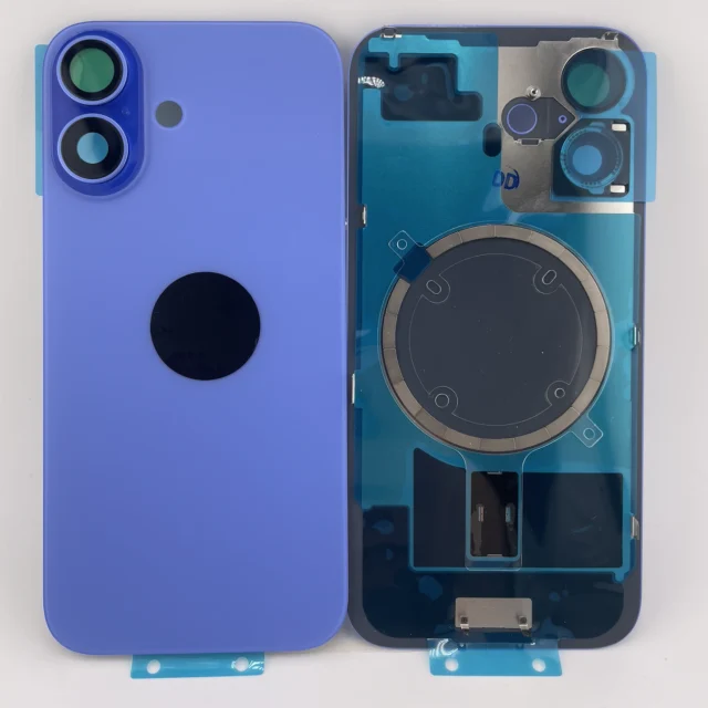 Rückseite Glas fur iPhone 16 Backcover Akkudeckel Blau mit LOGO