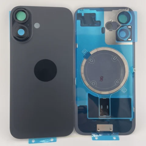 Rückseite Glas fur iPhone 16 Backcover Akkudeckel Schwarz mit LOGO