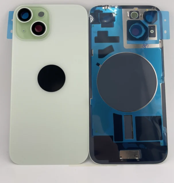 Rückseite Glas fur iPhone 15 Backcover Akkudeckel Grün mit LOGO