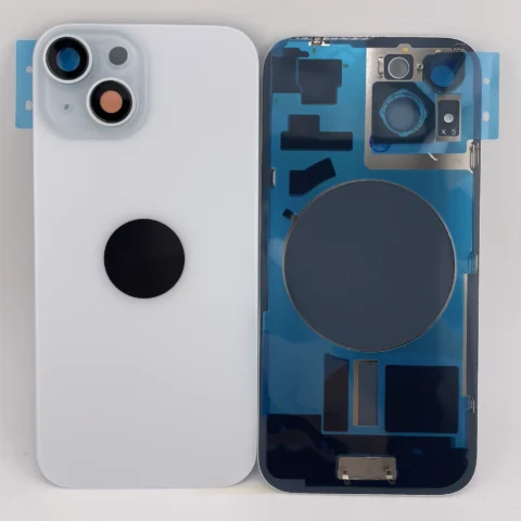 Rückseite Glas fur iPhone 15 Backcover Akkudeckel Blau mit LOGO