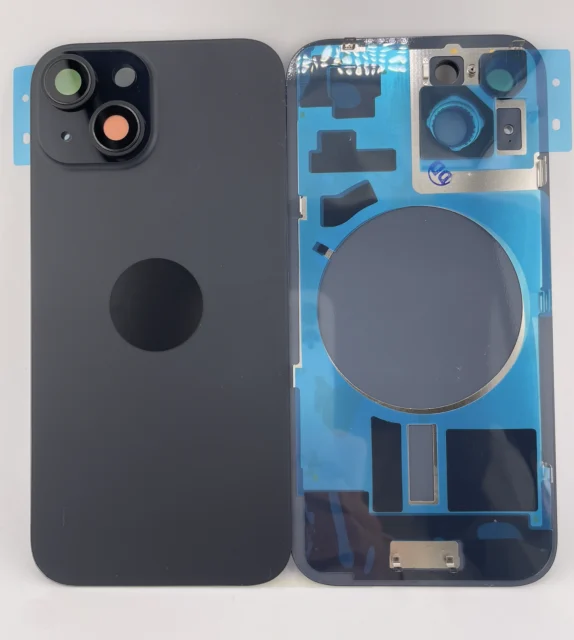 Rückseite Glas fur iPhone 15 Backcover Akkudeckel Schwarz mit LOGO