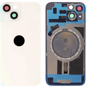 Rückseite Glas fur iPhone 14 Backcover Akkudeckel Weiß mit LOGO