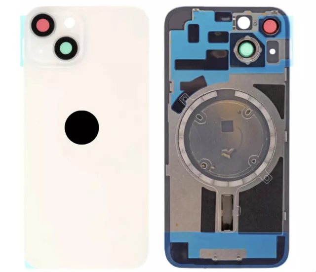 Rückseite Glas fur iPhone 14 Backcover Akkudeckel Weiß mit LOGO