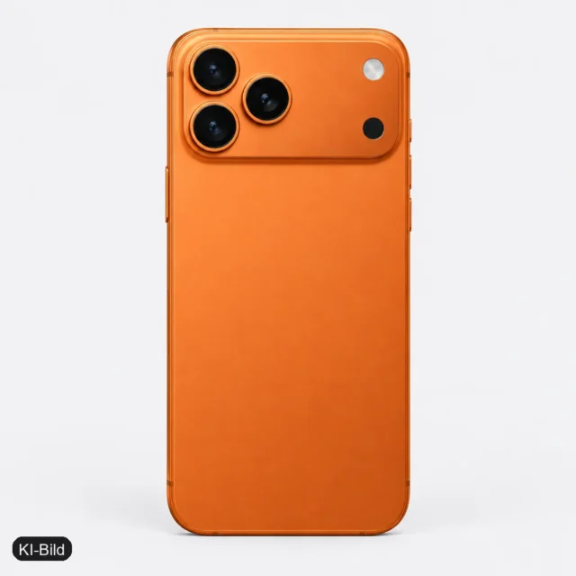 KI-Bild: iPhone 17 Pro / Pro Max Cosmic Orange – Rückseite