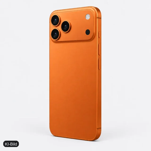 KI-Bild: iPhone 17 Pro / Pro Max Cosmic Orange – seitlich