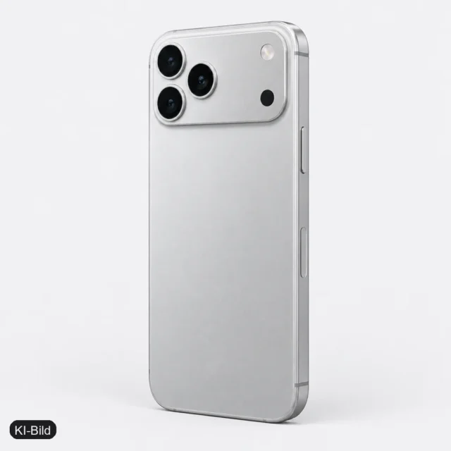 KI-Bild: iPhone 17 Pro / Pro Max Silber – seitlich